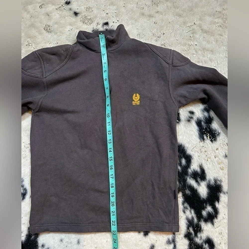 BELSTAFF Girl’s Brown Gold Logo Quarter Zip Pullover Sweatshirt Size 12
